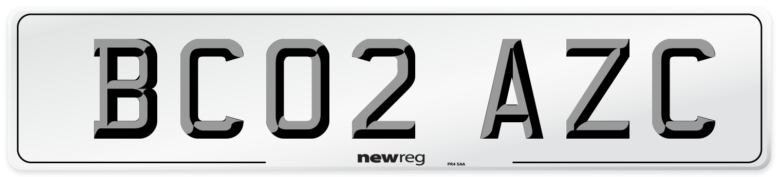 BC02 AZC Number Plate from New Reg
